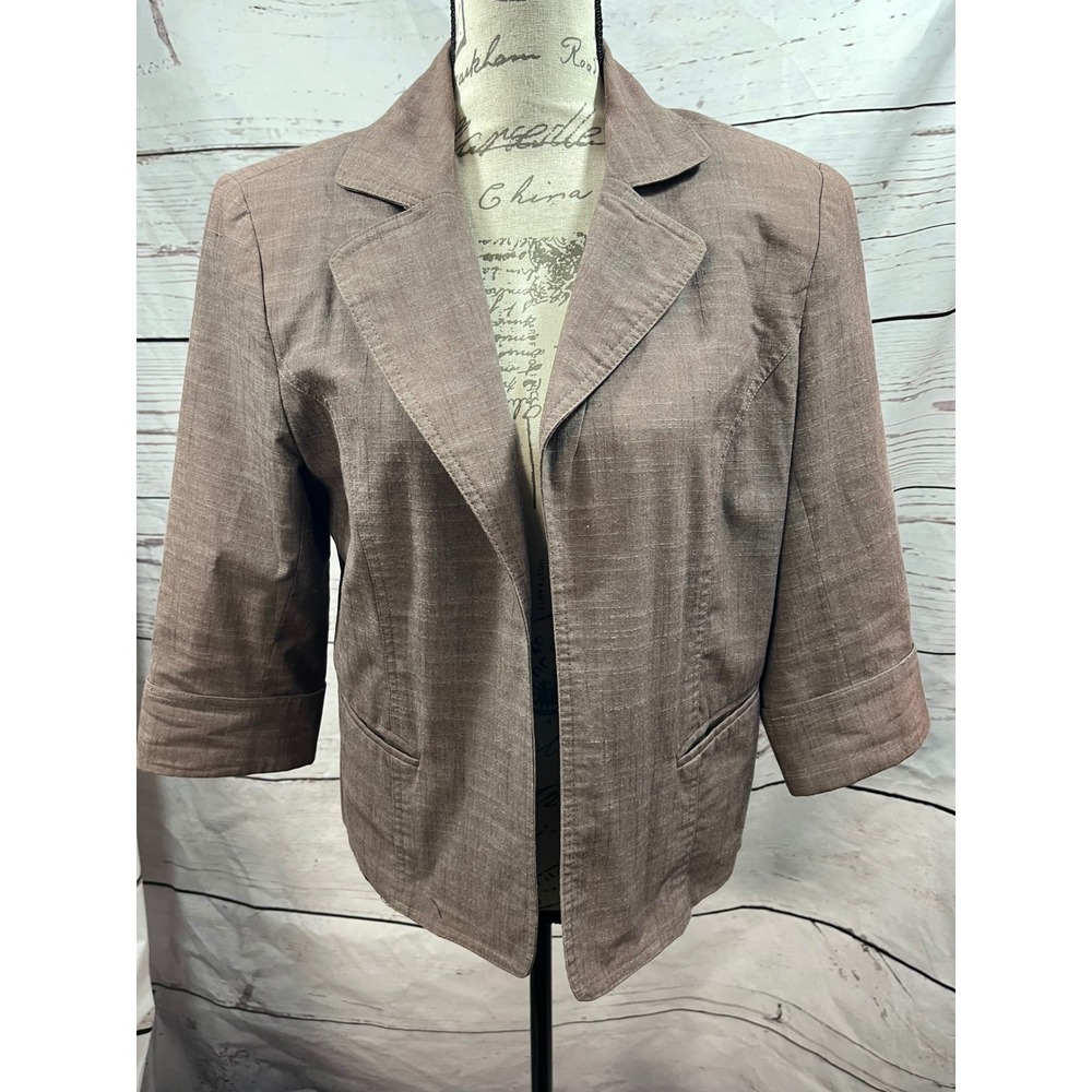 Harve Benard Women's Brown Textured 3/4 Sleeve Blazer Size 10